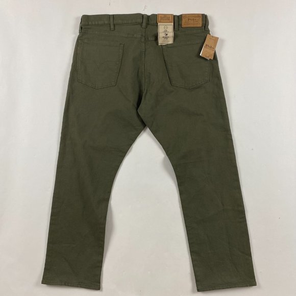 NWT Polo Ralph Lauren Hampton Relaxed Straight Jeans Mens 38 x 30 Olive Green - Picture 2 of 15